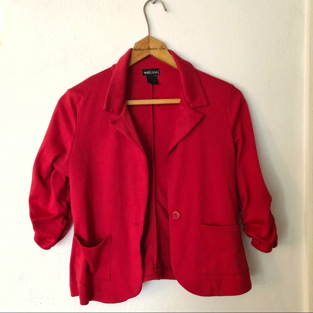Red Cropped Blazer